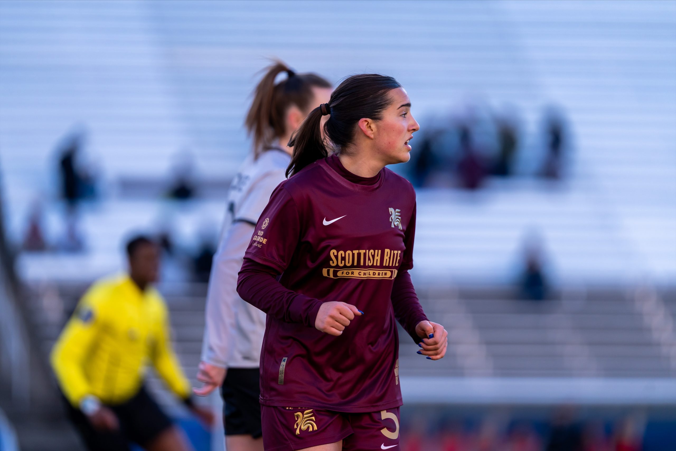 Lauren Flynn makes her Dallas Trinity debut - Jan. 31, 2026 - Cotton Bownl Stadium (Photo: Anna Dolmany Courtesy Dallas Trinity FC)
