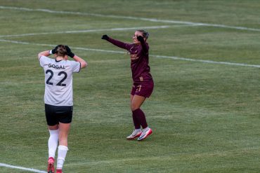 DTFC's Cam Lancaster celebrates her second goal of the season - Jan. 31, 2026 - Cotton Bowl Stadium(Photo: Anna Dolmany Courtesy Dallas Trinity FC)