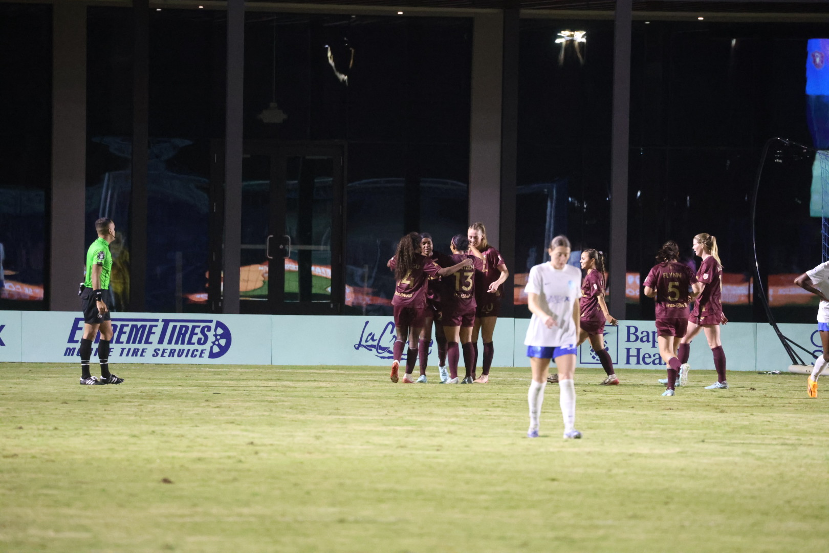Dallas Trinity celebrate a goal at Ft Lauderdale - Feb. 7, 2026 (Photo: Kylli Asaro Courtesy: Dallas Trinity FC)