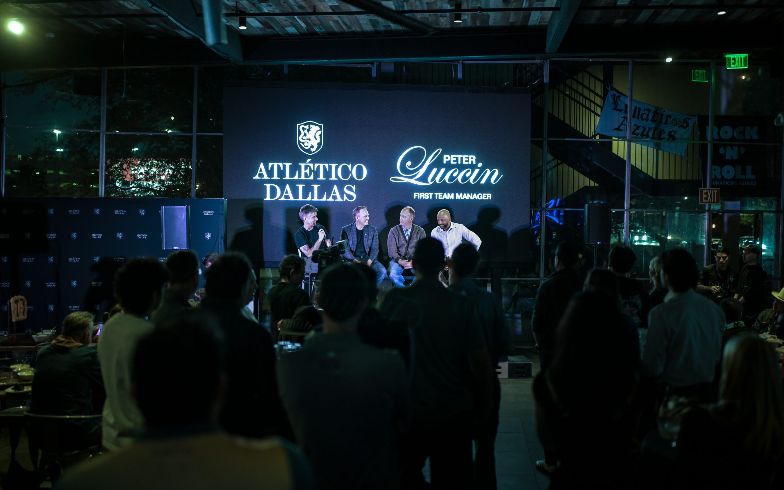 The crowd looks on at the Atlético Dallas introduction event of new head coach Peter Luccin, February 12, 2026. (Mike Brooks, 3rd Degree)