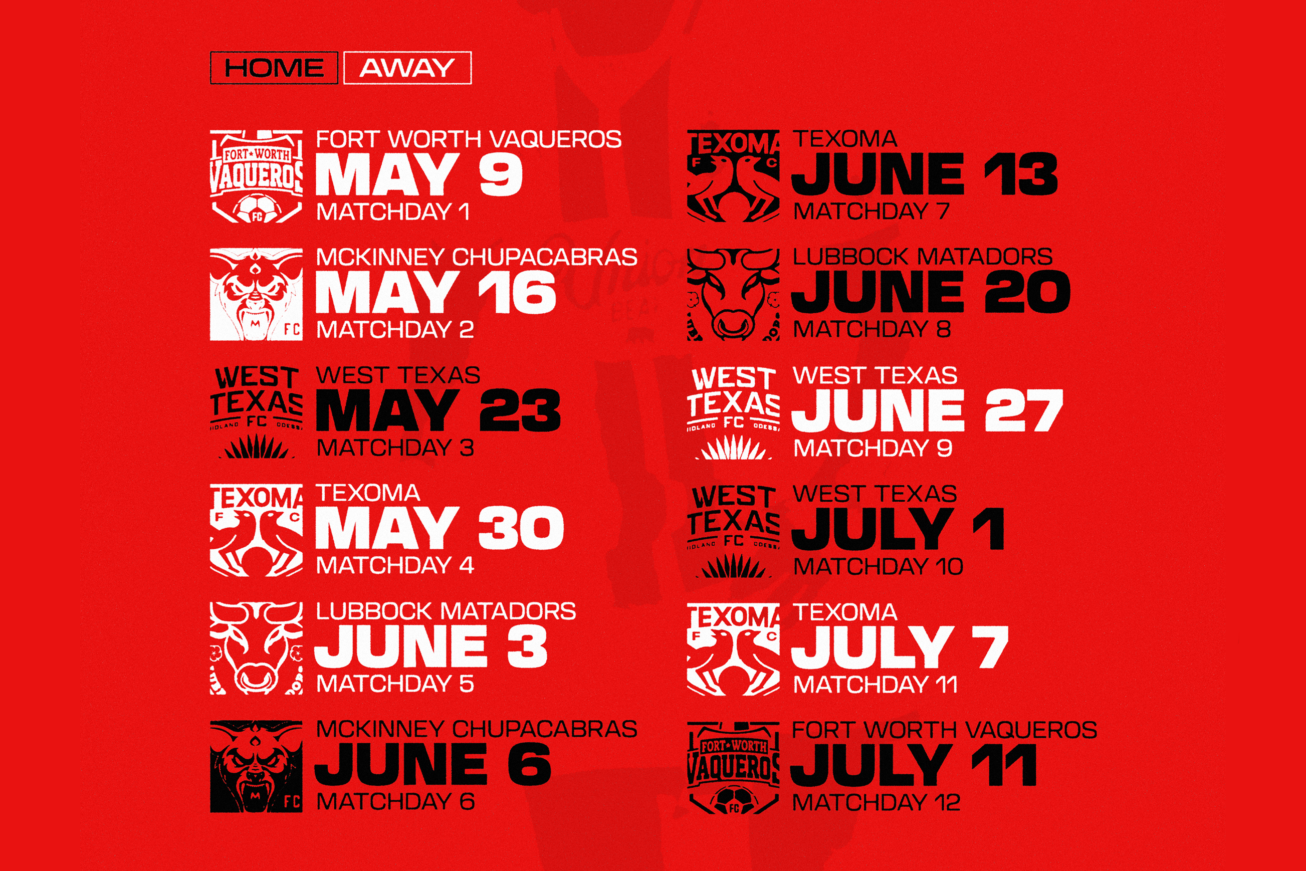 Denton Diablos 2026 USL-2 Schedule