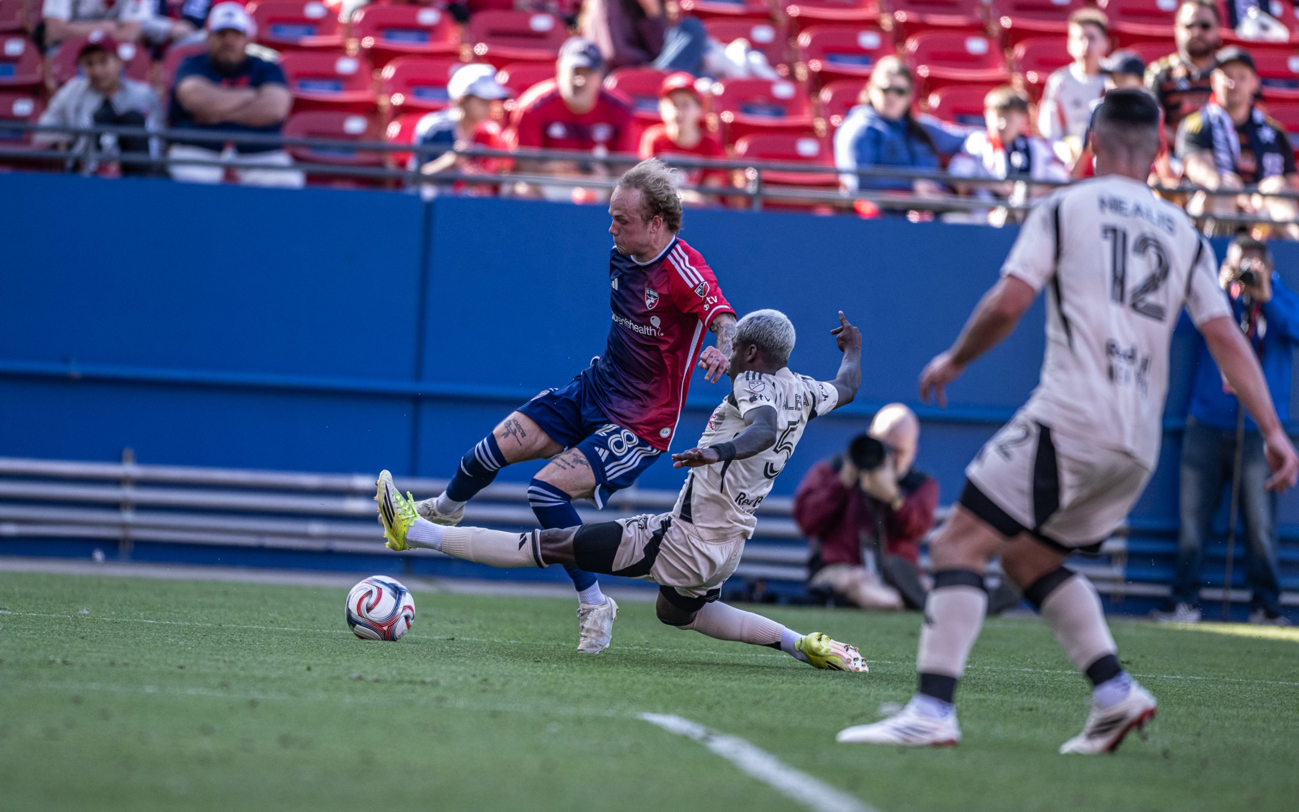 Sam Sarver is about to earn a penalty kick in an FC Dallas preseason game against New York Red Bulls, February 7, 2026. (Mike Brooks, 3rd Degree)