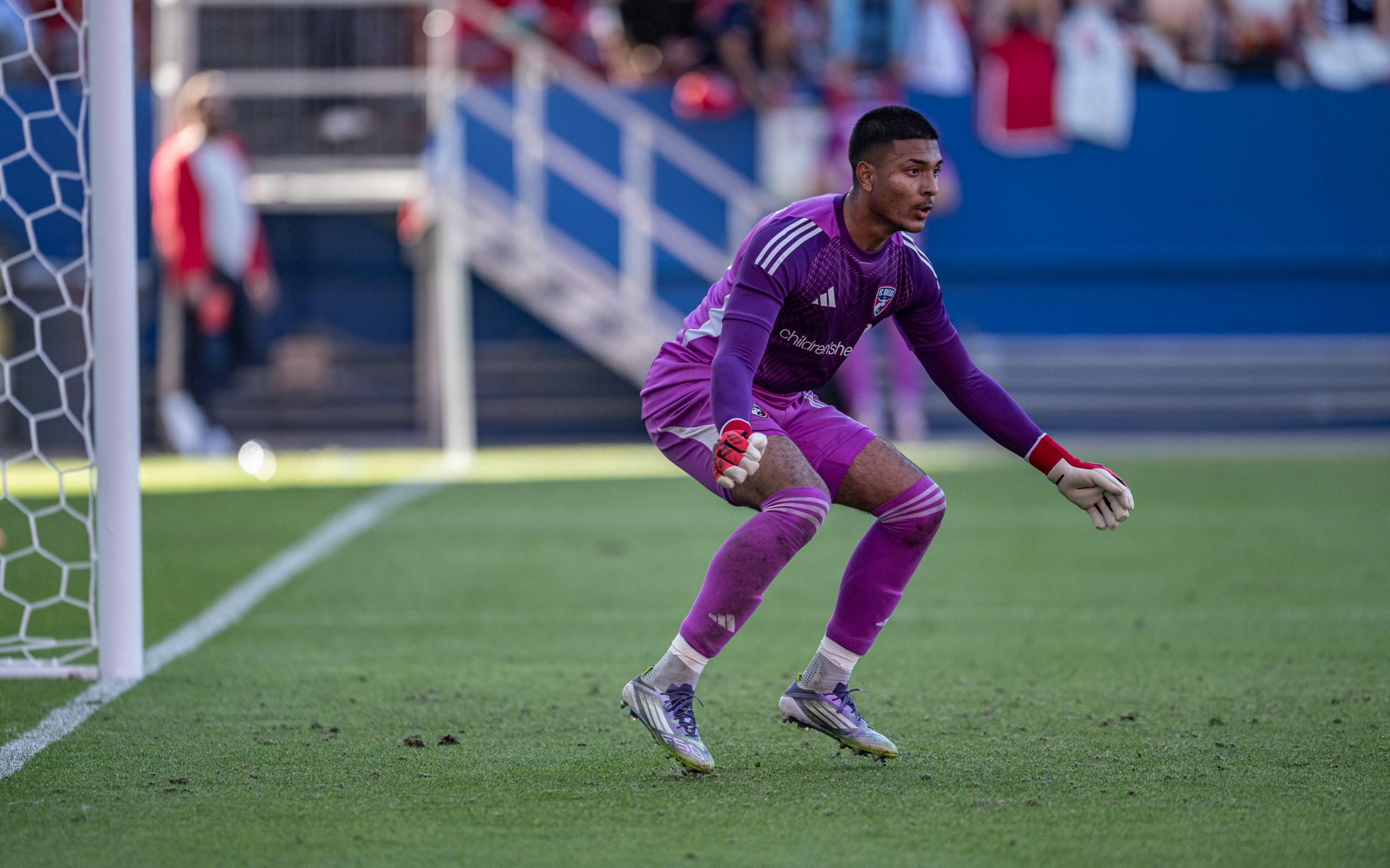 Nico Montoya is ready for a shot in an FC Dallas preseason game against New York Red Bulls, February 7, 2026. (Mike Brooks, 3rd Degree)