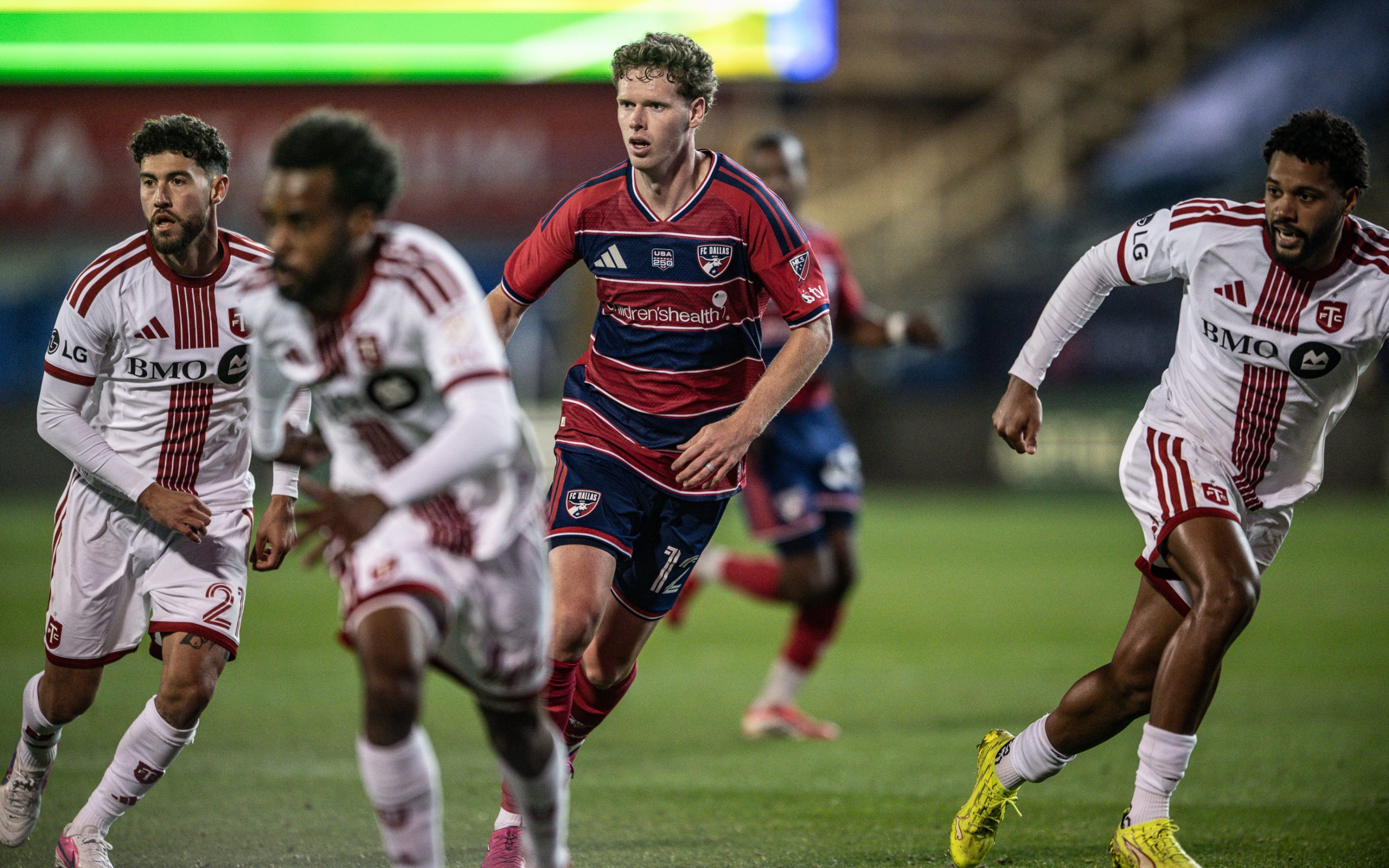Christian Cappis is surrounded against Toronto FC, February 21, 2026. (Mike Brooks, 3rd Degree)