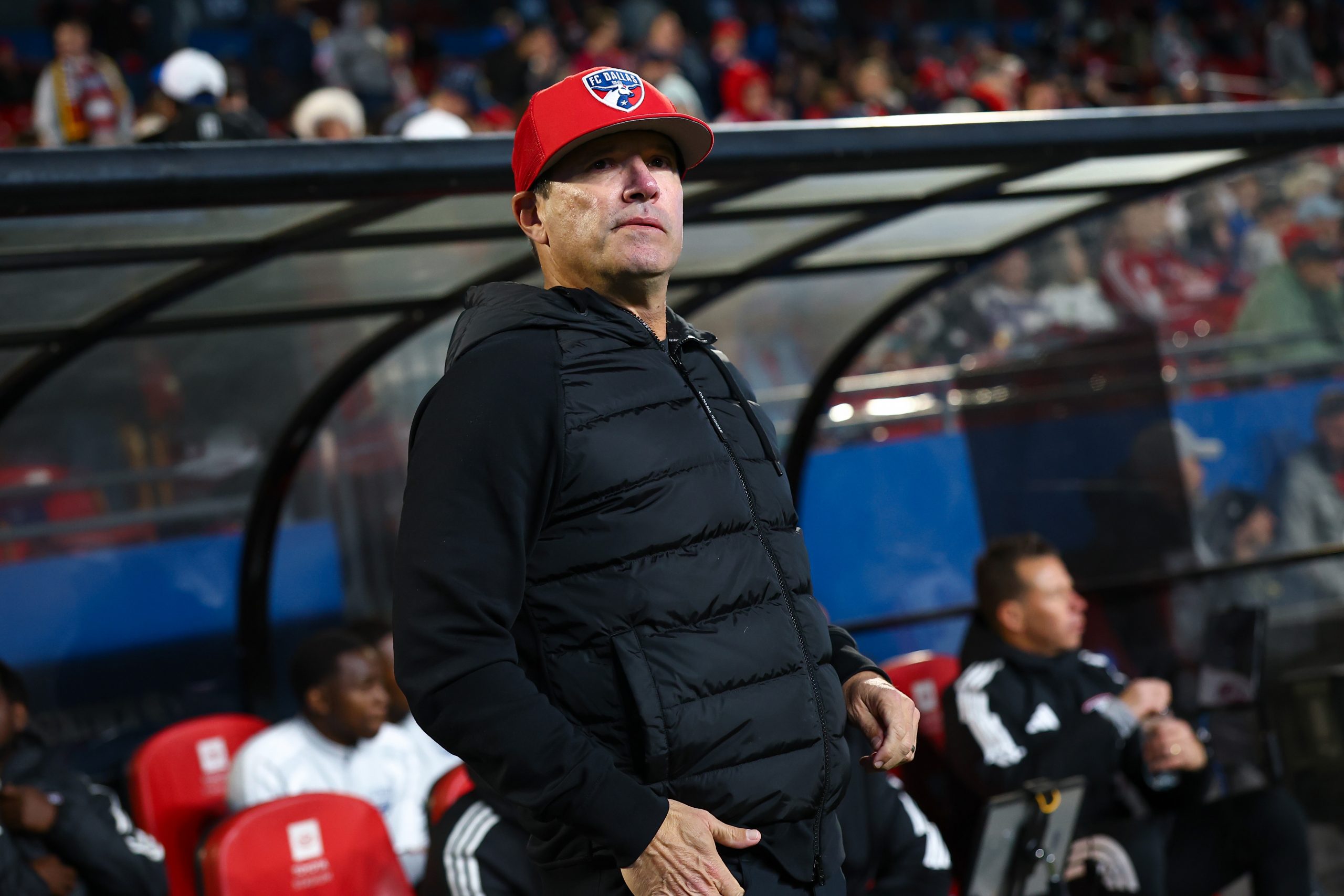 Coach Eric Quill watched his side take on Toronto FC, February 21, 2026. (Matthew Visinsky, 3rd Degree)