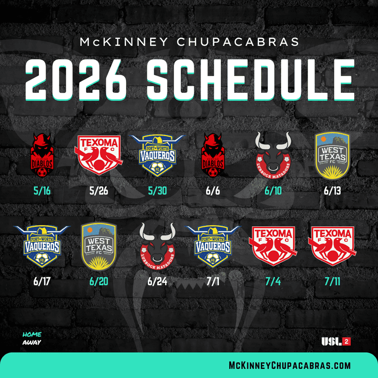 McKinney Chupacabras 2026 USL-2 schedule