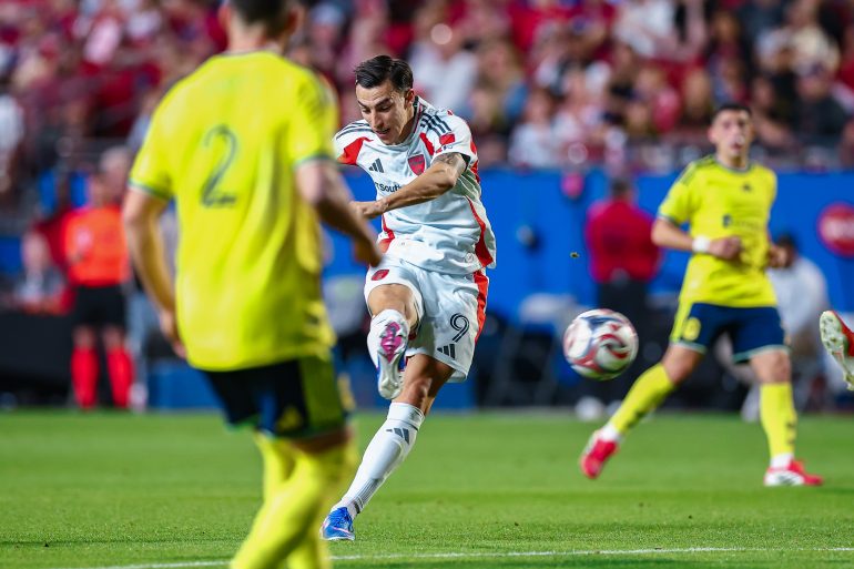 Petar Musa takes a shot against Nashville SC, February 28. 2026. (Matt Visinsky, 3rd Degree)