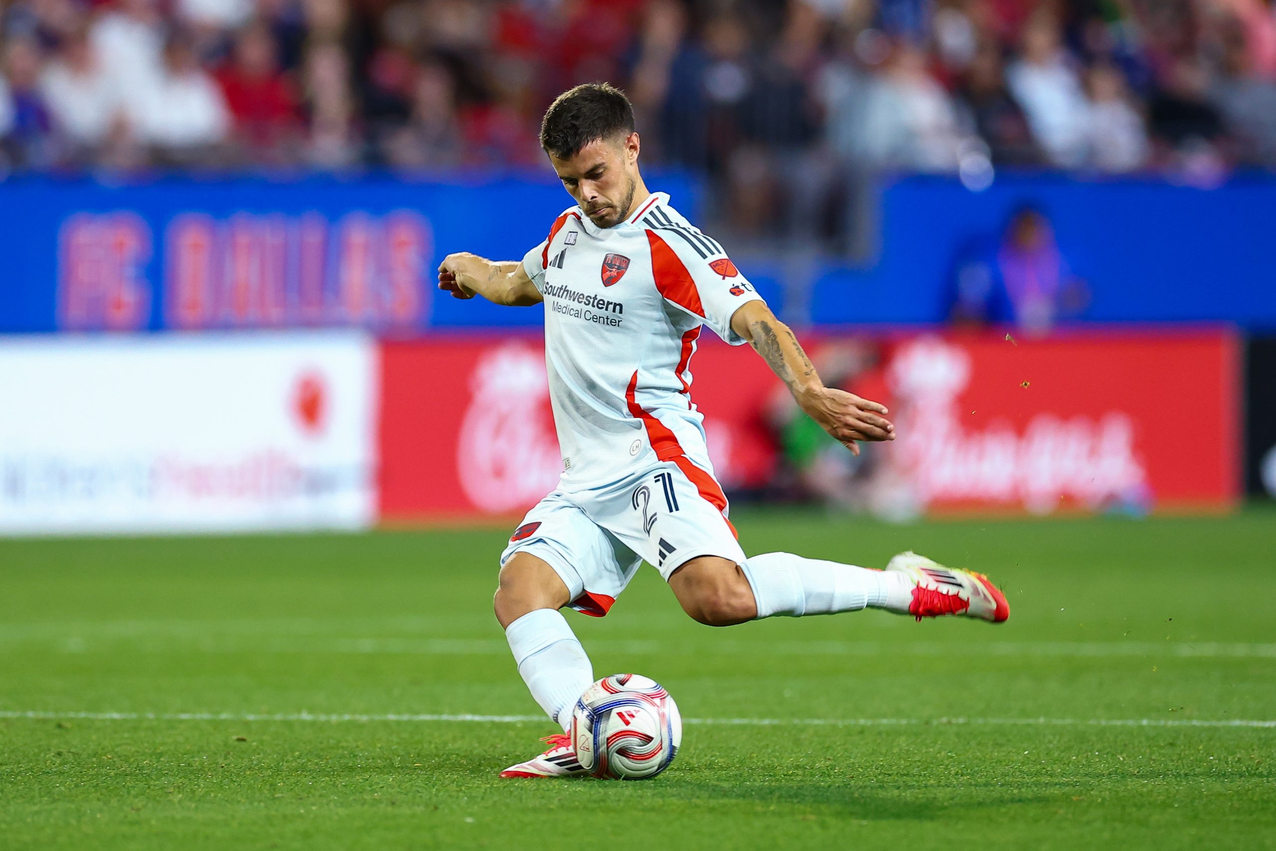 FC Dallas v Nashville 2 28 26Joaquín Valiente takes a shot against Nashville SC, February 28. 2026. (Matt Visinsky, 3rd Degree)