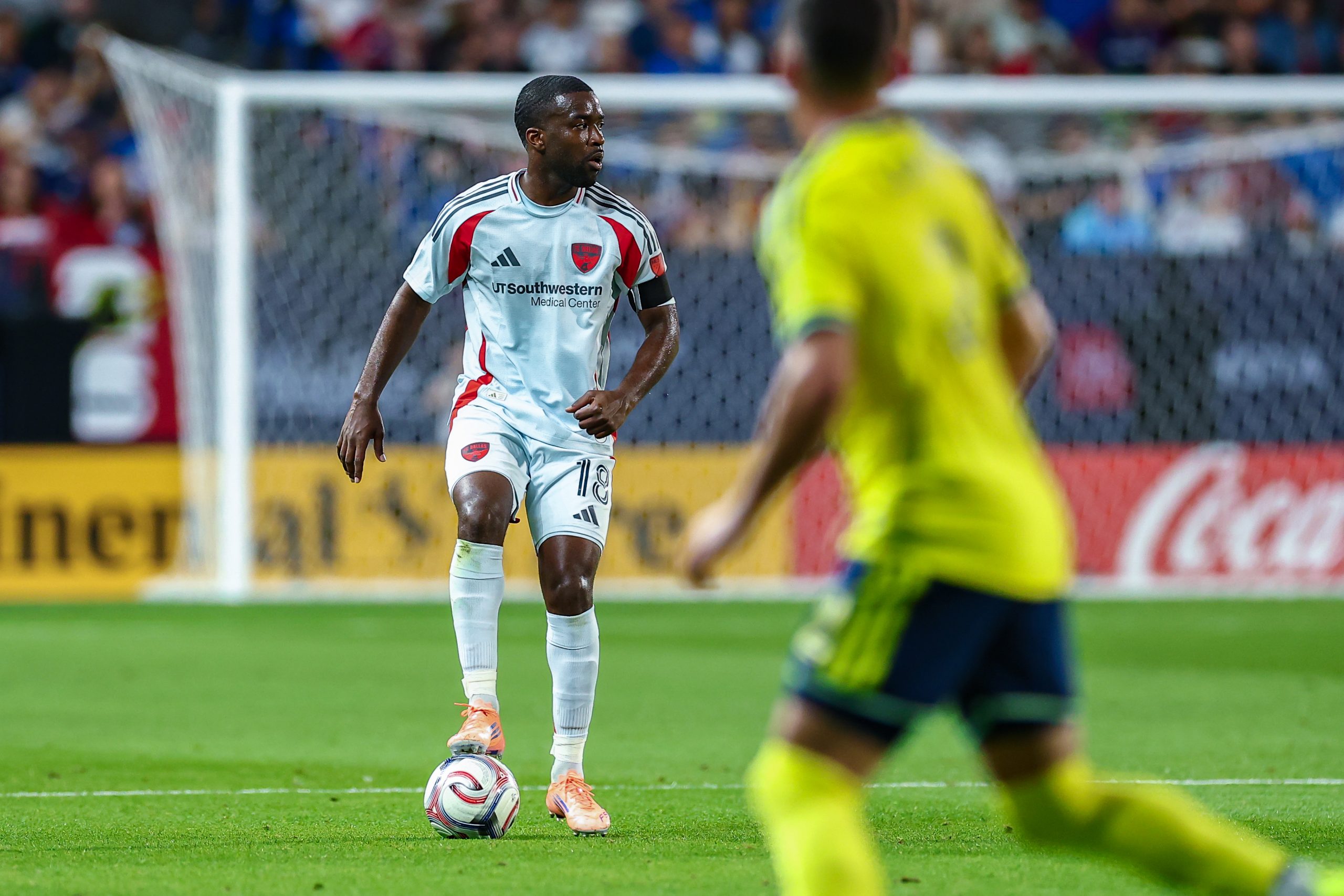 Shaq Moore looks for help against Nashville SC, February 28. 2026. (Matt Visinsky, 3rd Degree)