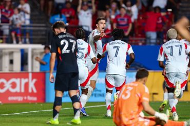 Petar Musa celebrates a goal during the FC Dallas game against San Diego FC, March 14, 2026. (Matt Visinsky, 3rd Degree)