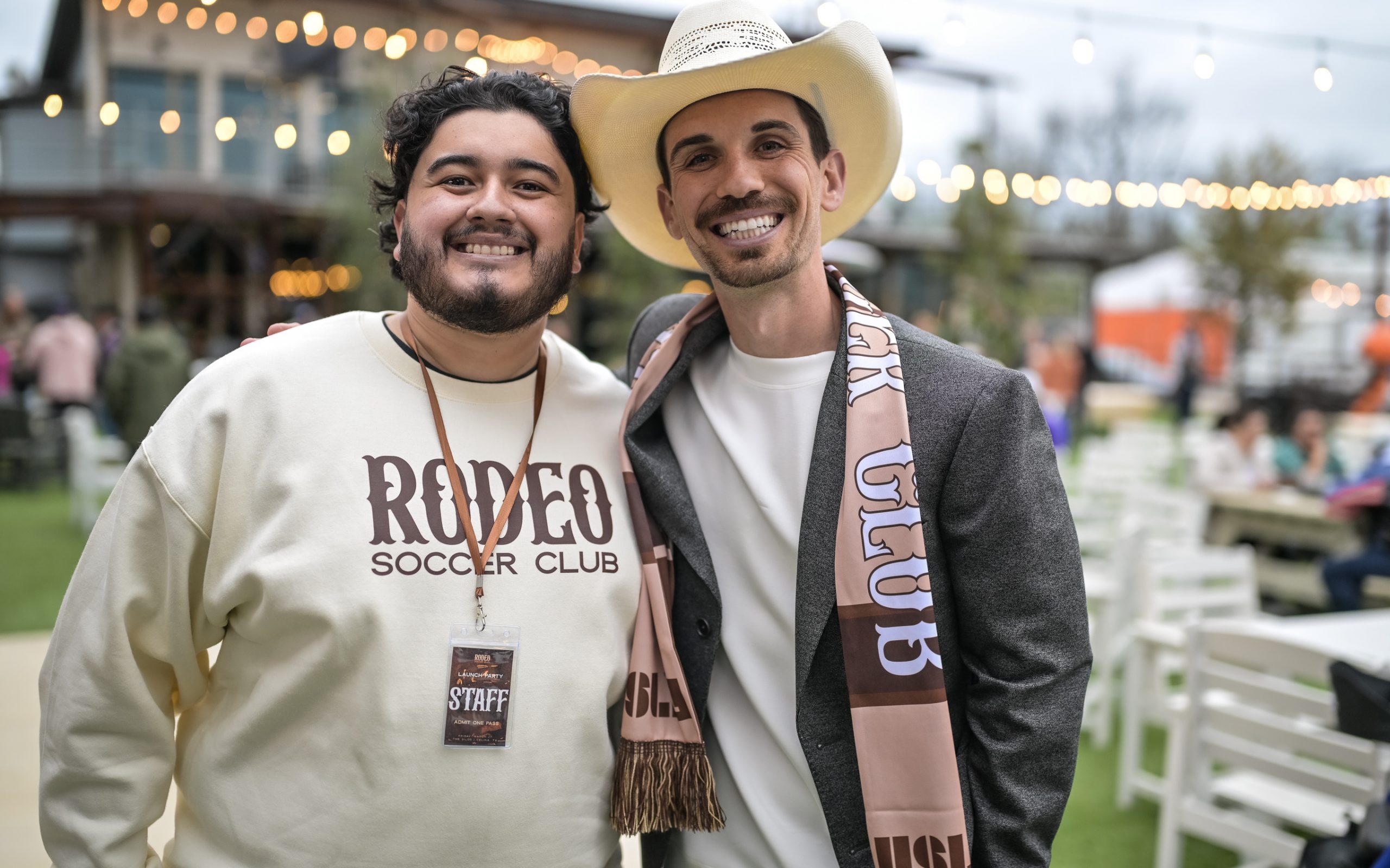 Rodeo SC President and Founder Ben Watson posses for pics with fans at the Rodeo SC Logo Reveal Party