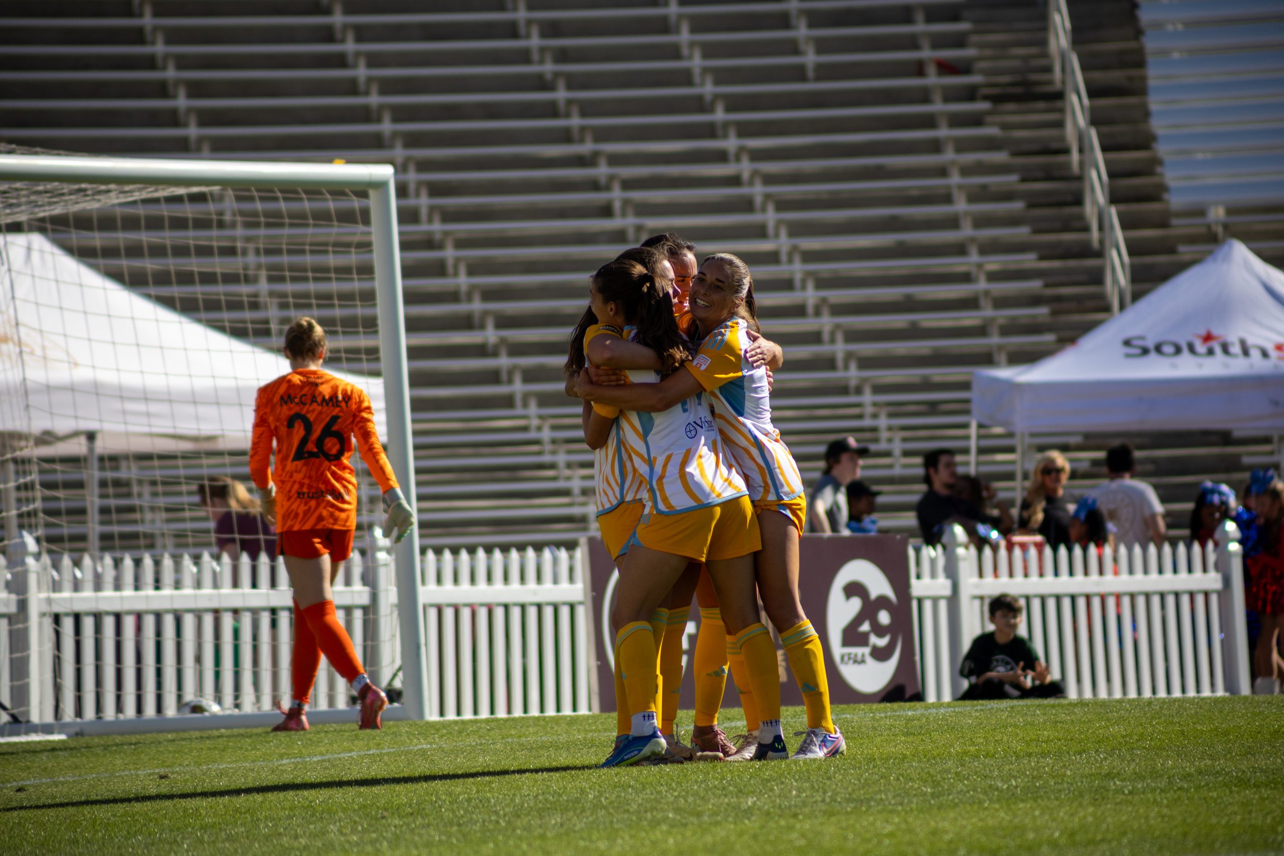 Sporting JAX celebrates against Dallas Trinity, March 22, 2026. (Beth Spicer, 3rd Degree)