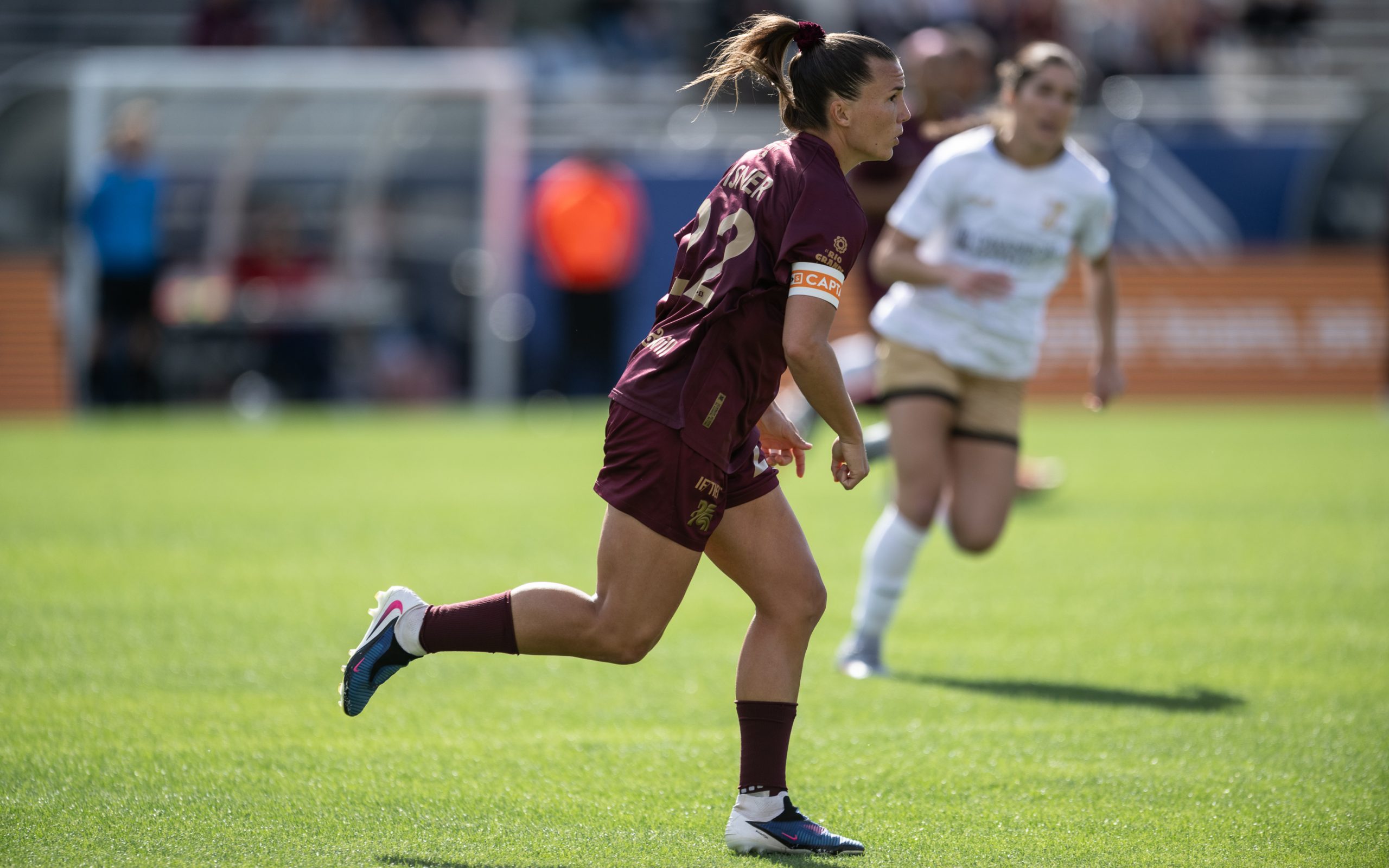 Captain Amber Wisner defends against Spokane Zephyr, April 4, 2025. (Mike Brooks, 3rd Degree)