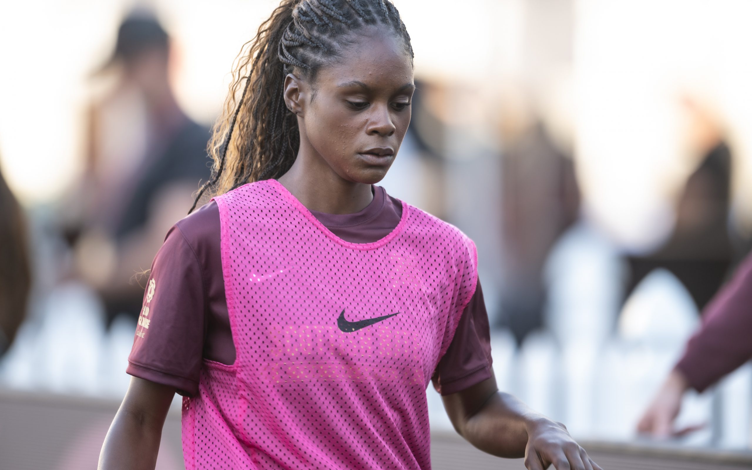 Jasmine Hamid prepares to maker her Dallas Trinity debut against Spokane Zephyr, April 4, 2025. (Mike Brooks, 3rd Degree)