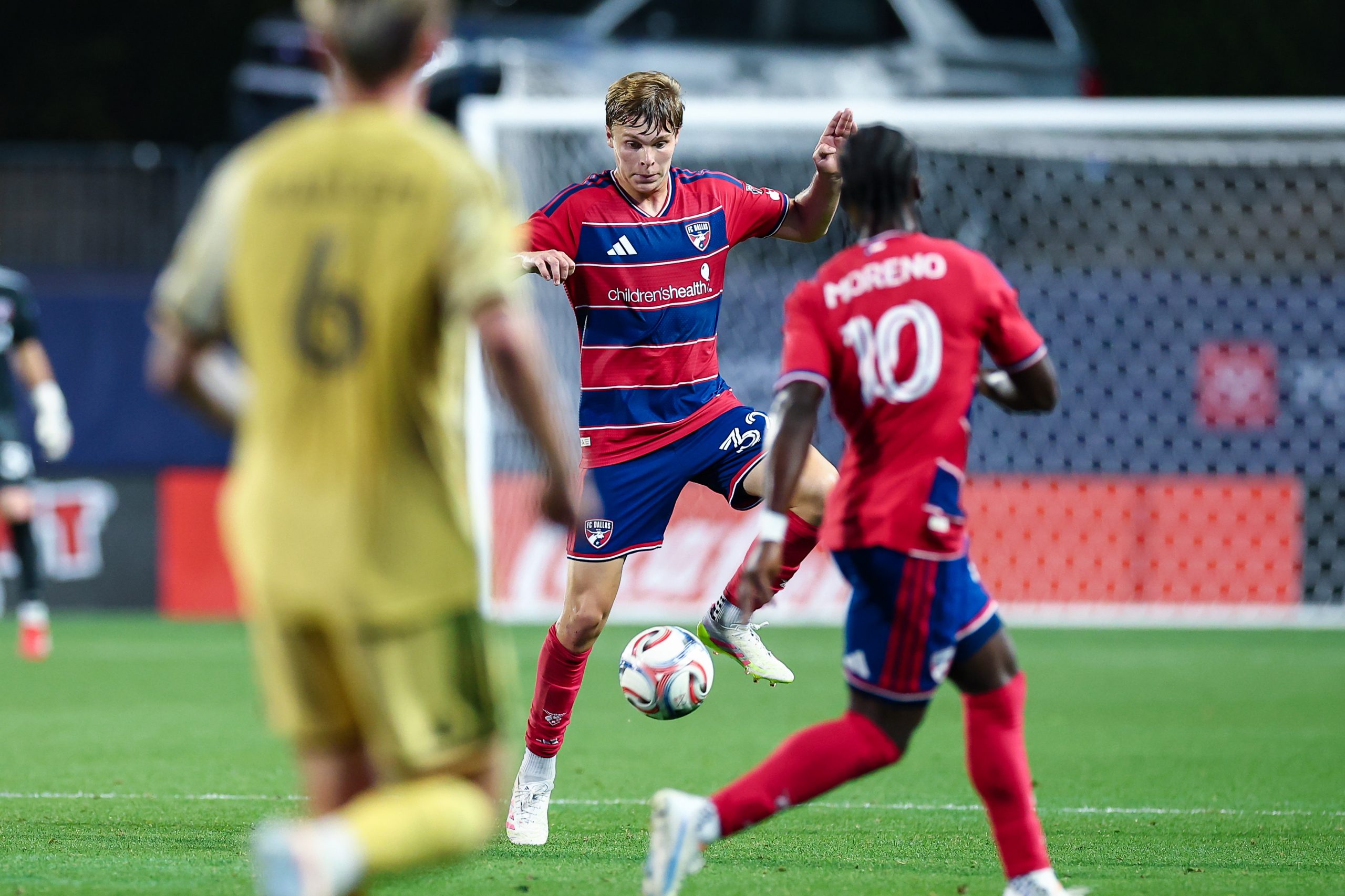 Nolan Norris brings the ball down against St Louis City, April 11, 2026. (Matt Visinsky, 3rd Degree)