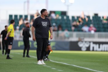 Nathan Thackeray walks the sideline in the USL Super League Semifinal at Lexington - May 23, 2026 (Keiona Thompson, Courtesy Dallas Trinity FC)