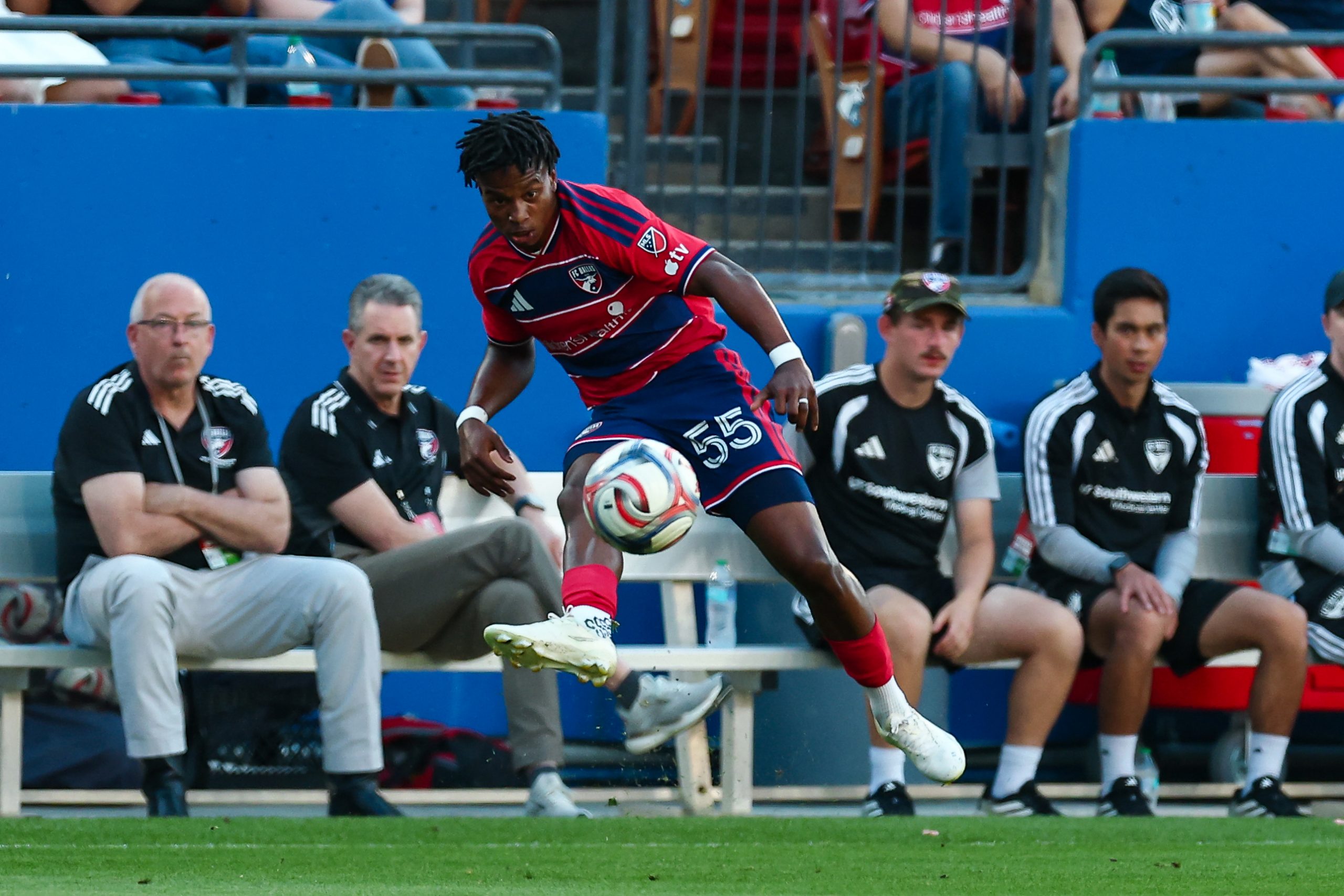 Kaick plays a cross against Real Salt Lake, May 9, 2026. (Matt Visinsky, 3rd Degree)