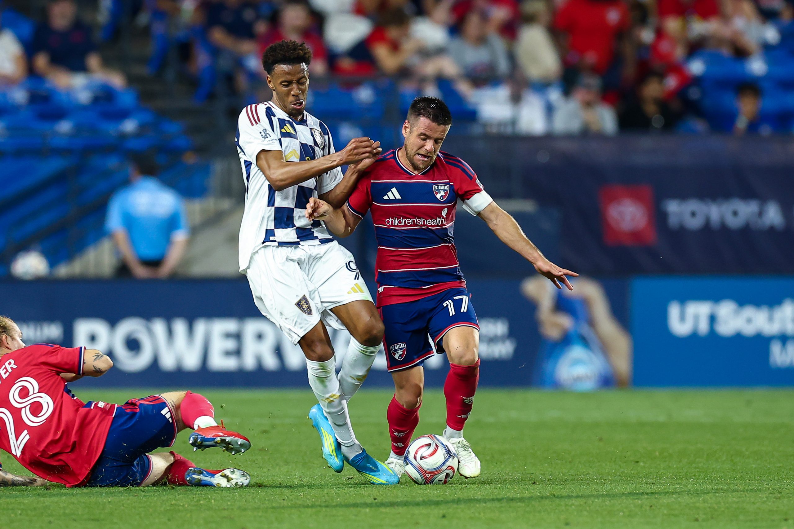 Ramiro (17) tries to take the ball off a Real Salt Lake attacker, May 9, 2026. (Matt Visinsky, 3rd Degree)