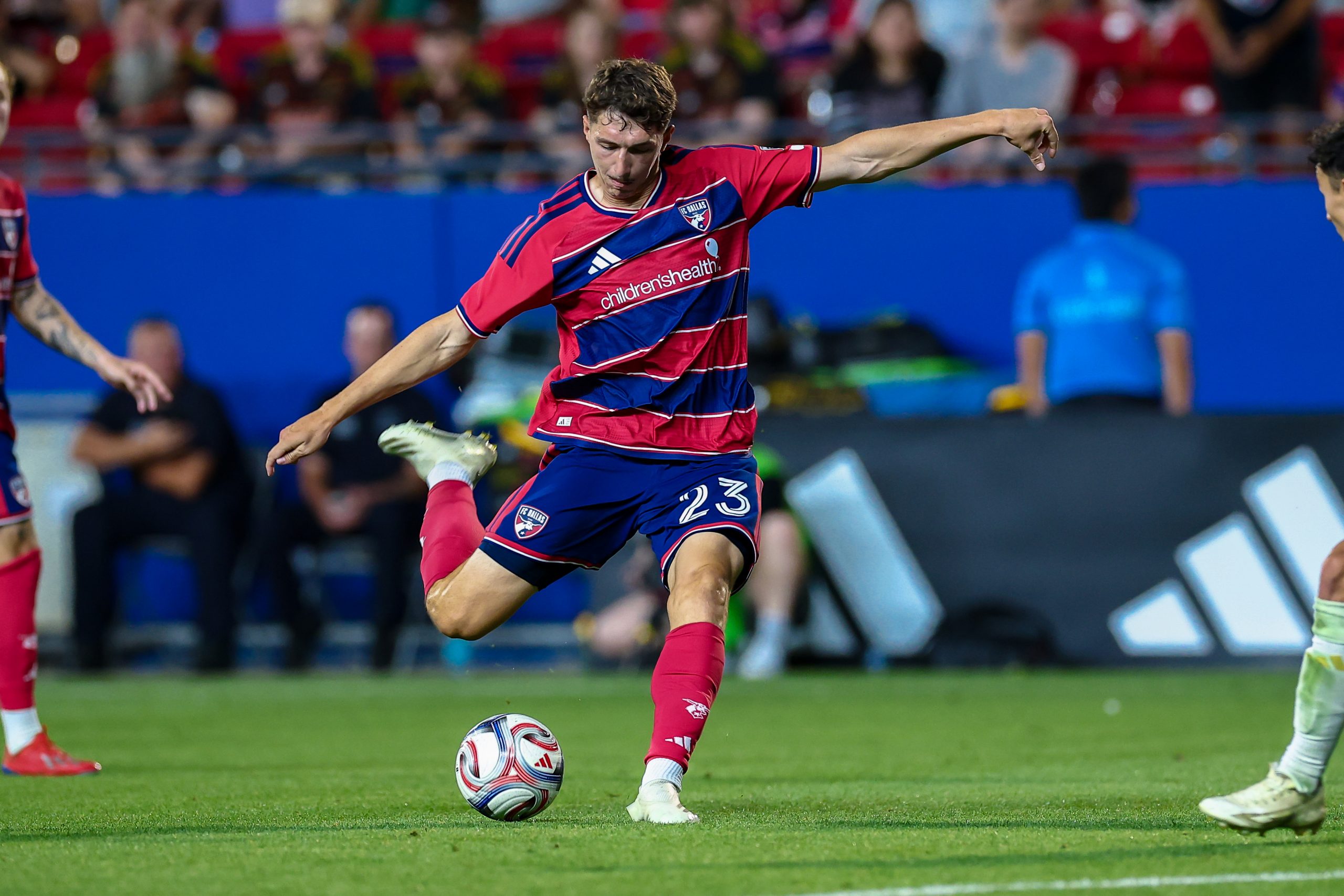 Logan Farrington pulls the trigger against Real Salt Lake, May 9, 2026. (Matt Visinsky, 3rd Degree)