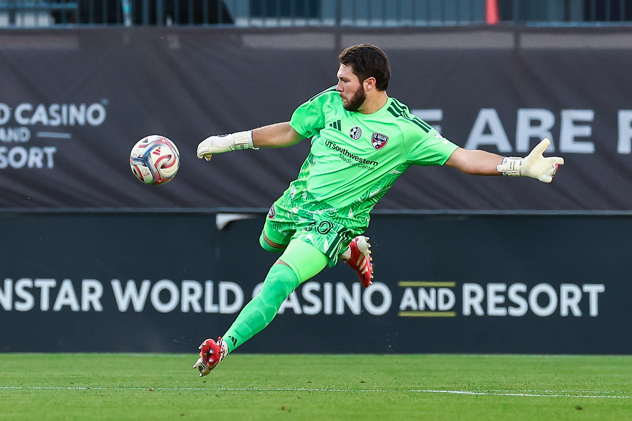 Michael Collodi punts the ball forward against the Vancouver Whitecaps, May 13, 2026. (Matt Visinsky, 3rd Degree)