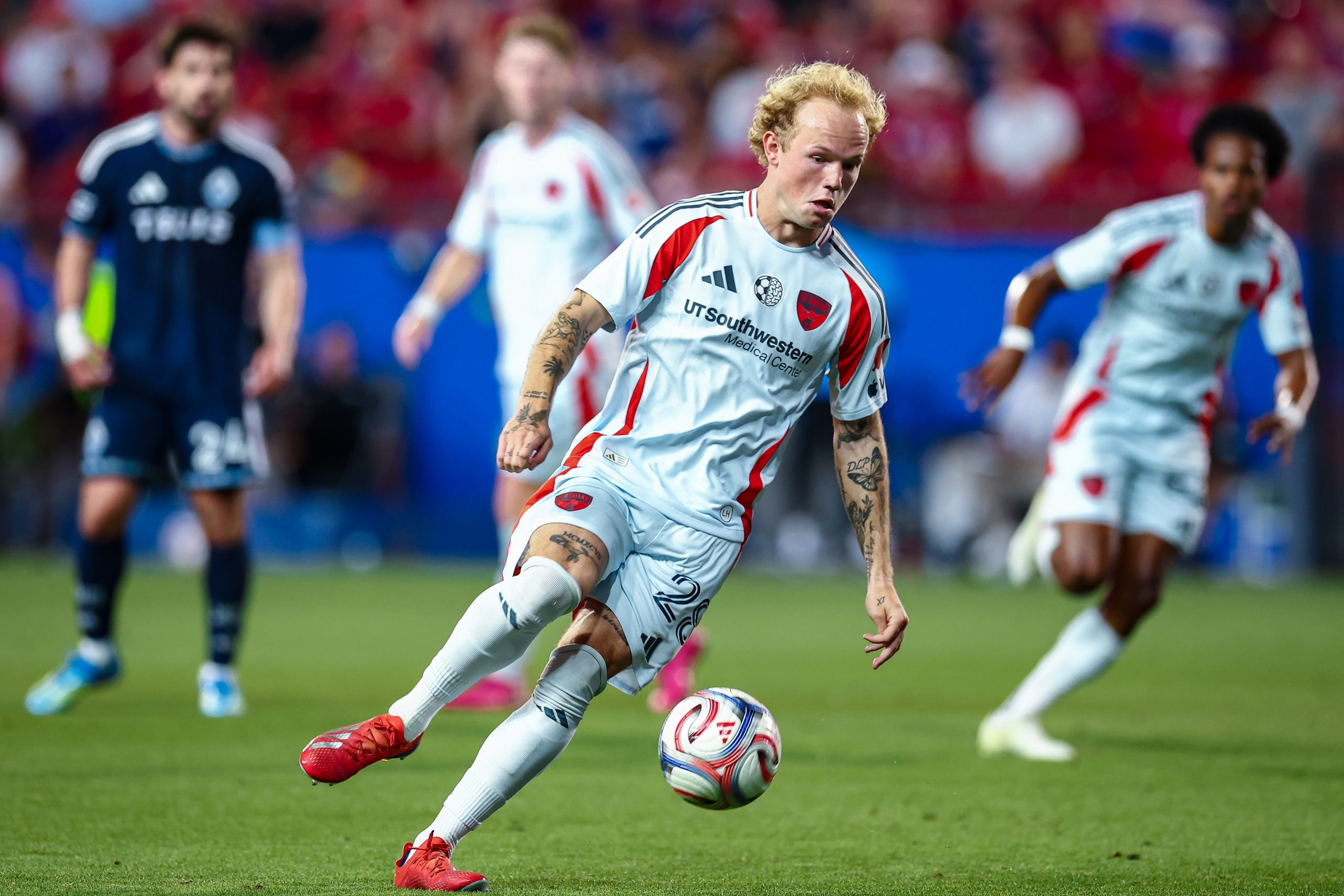 Sam Sarver cuts back against the Vancouver Whitecaps, May 13, 2026. (Matt Visinsky, 3rd Degree)