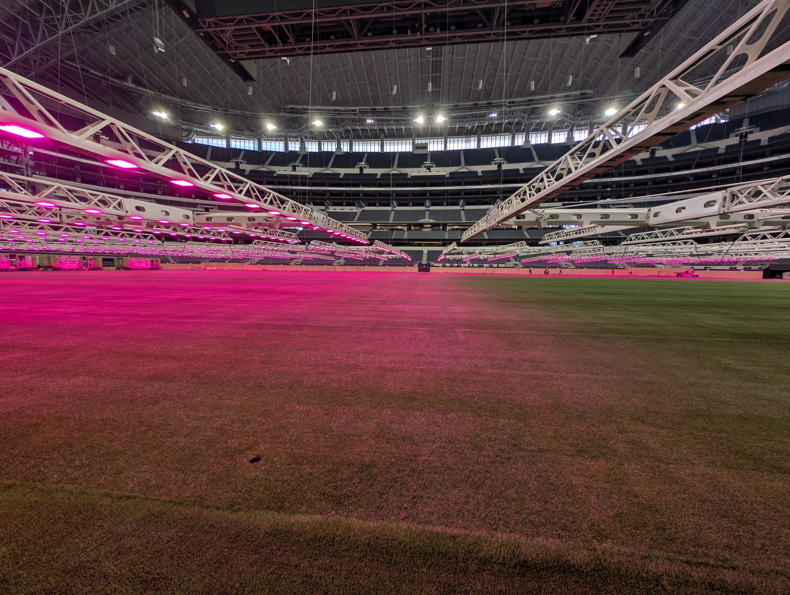 The view at what will be the half-way line with the turf sideline visible in the foreground (Dan Crooke)