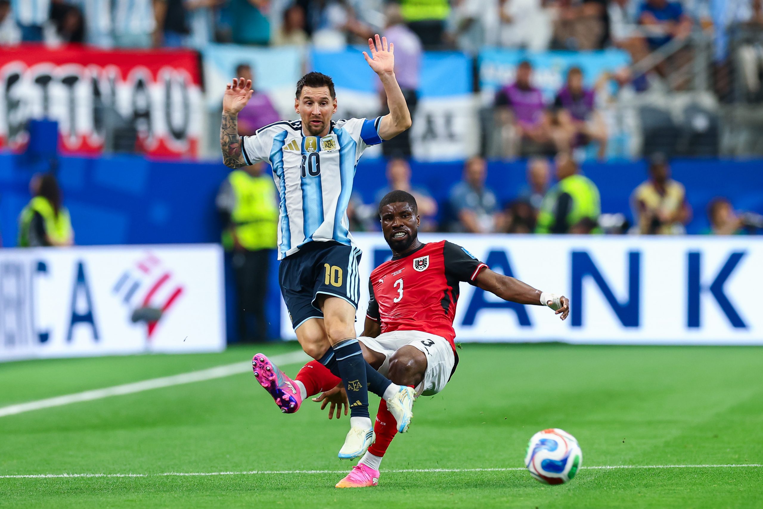 Kevin Danso (3) tackles Lionel Messi (10). Argentina vs Austria, World Cup 2026, June 22, 2026. (Matt Visinsky, 3rd Degree)