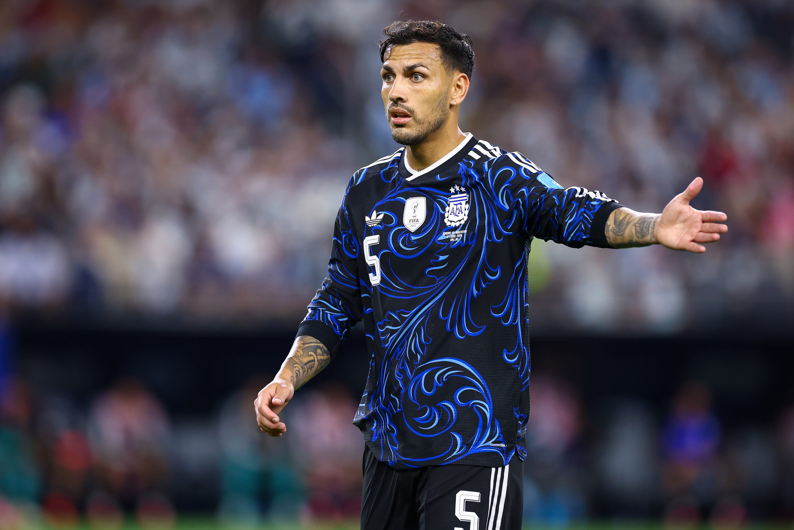 Leandro Paredes (5) has questions. Jordan vs Argentina, 2026 World Cup, Dallas Stadium, June 27, 2026. (Matt Visinsky, 3rd Degree)