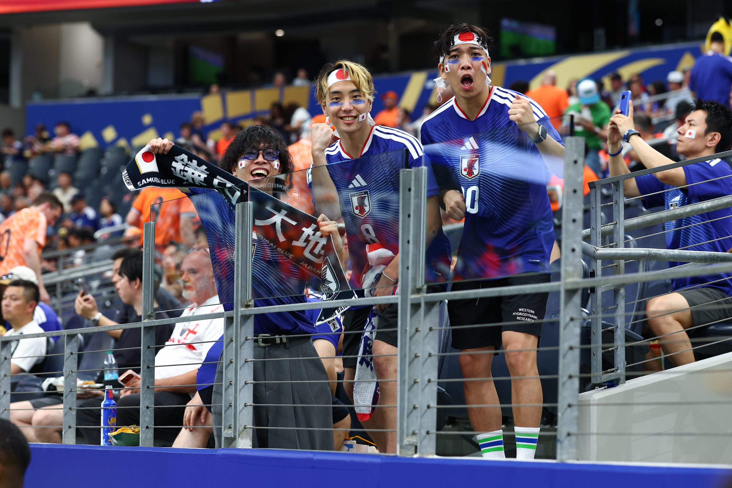 Japan fans. Japan vs Netherlands, at "Dallas Stadium," 2026 World Cup, June 14, 2026. (Matt Visinsky, 3rd Degree)