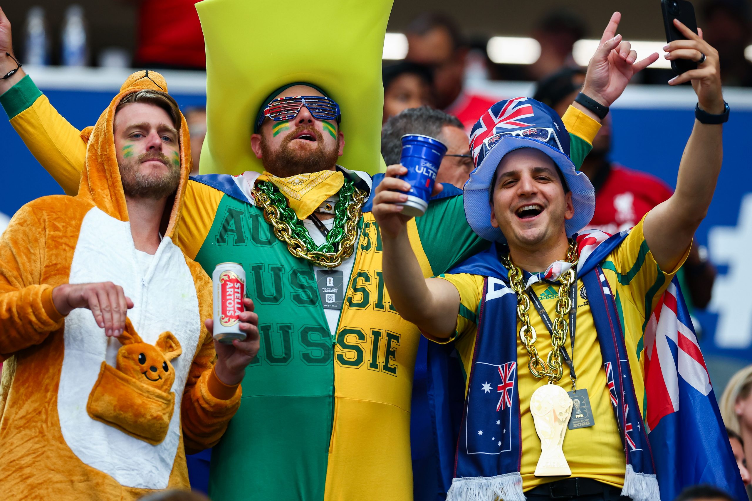 Australia fans. Australia vs Egypt, 2026 World Cup, Dallas Stadium, June 27, 2026. (Matt Visinsky, 3rd Degree)