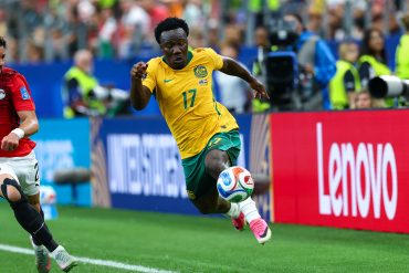 Nestory Irankunda (7) flies. Australia vs Egypt, 2026 World Cup, Dallas Stadium, June 27, 2026. (Matt Visinsky, 3rd Degree)