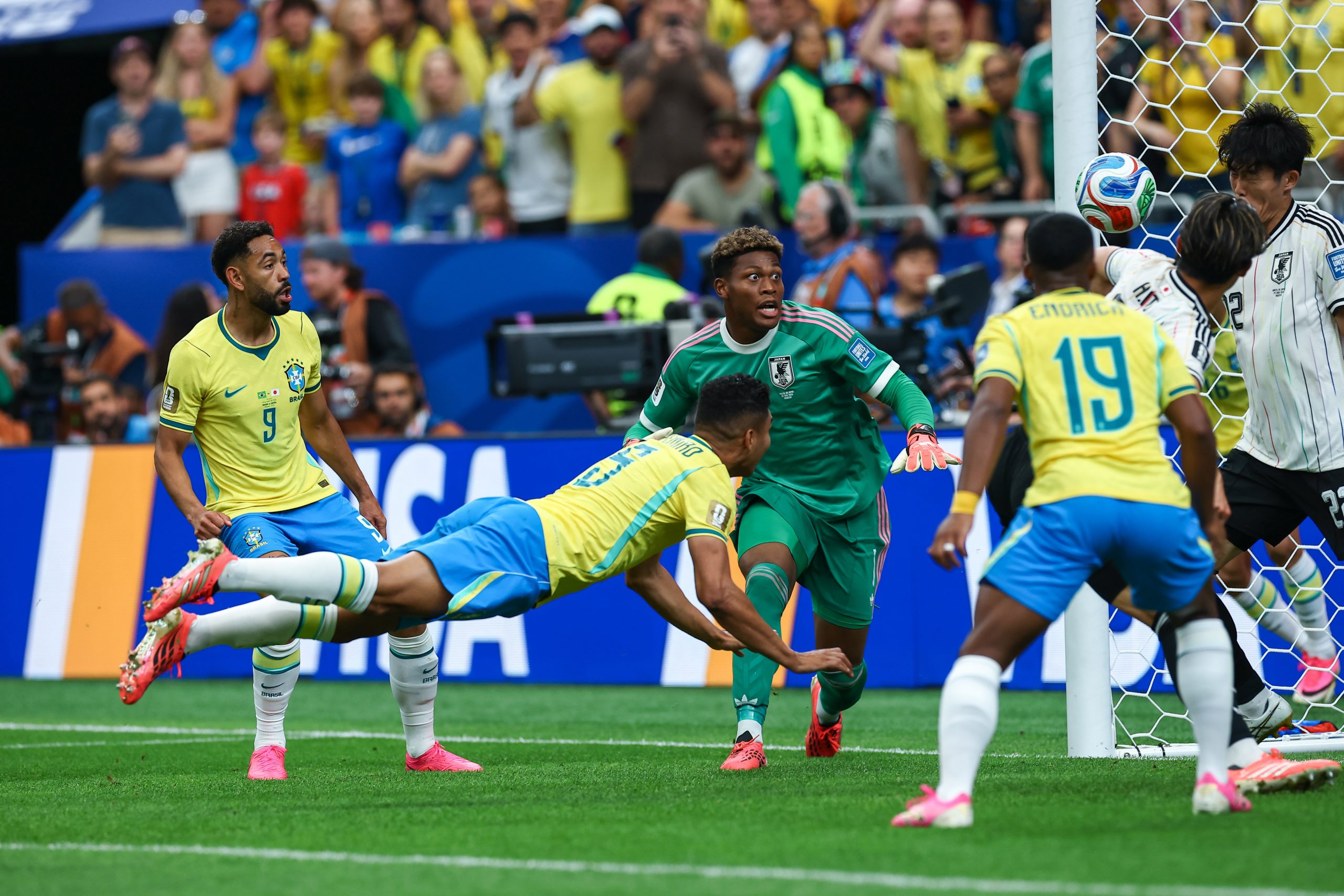 Casemiro (5) heads for goal. Japan vs Brazil, 2026 World Cup, Dallas Stadium, June 27, 2026. (Matt Visinsky, 3rd Degree)