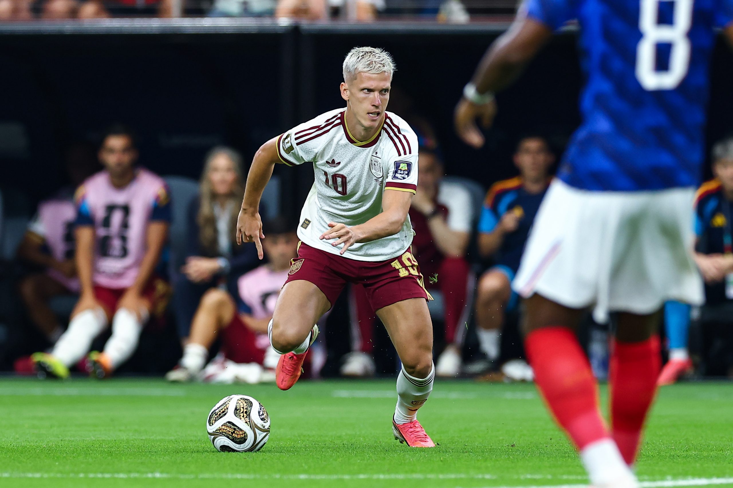 Dani Olmo (10). France vs Spain, 2026 World Cup, Dallas Stadium, July 14, 2026. (Matt Visinsky, 3rd Degree)