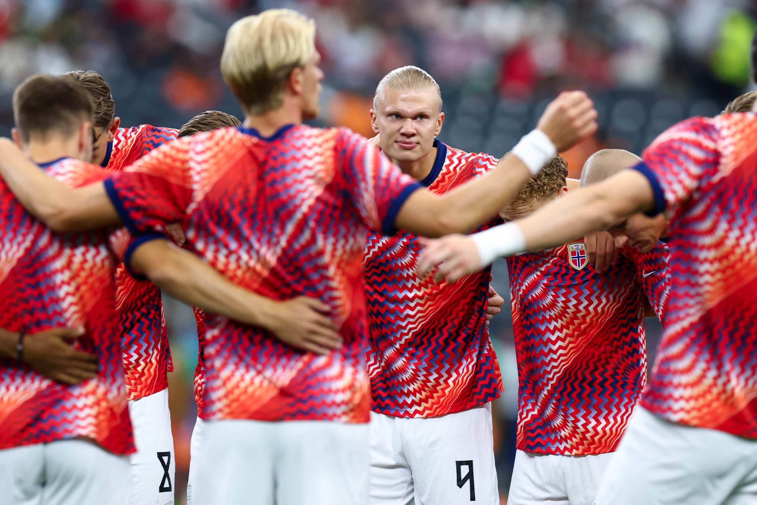 Erling Haaland (9) and his teammates are ready to go. Norway vs Côte d'Ivoire, 2026 World Cup, Dallas Stadium, June 27, 2026. (Matt Visinsky, 3rd Degree)