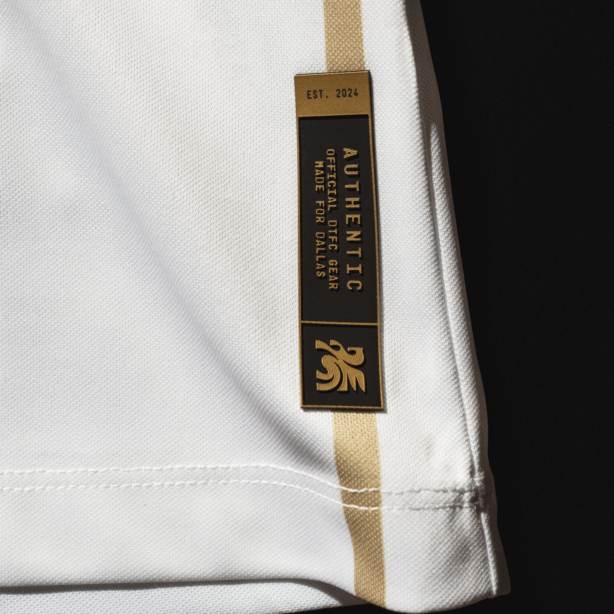Authentic badge, Dallas Trinity 2026 Fall secondary jersey. (Courtesy Dallas Trinity)