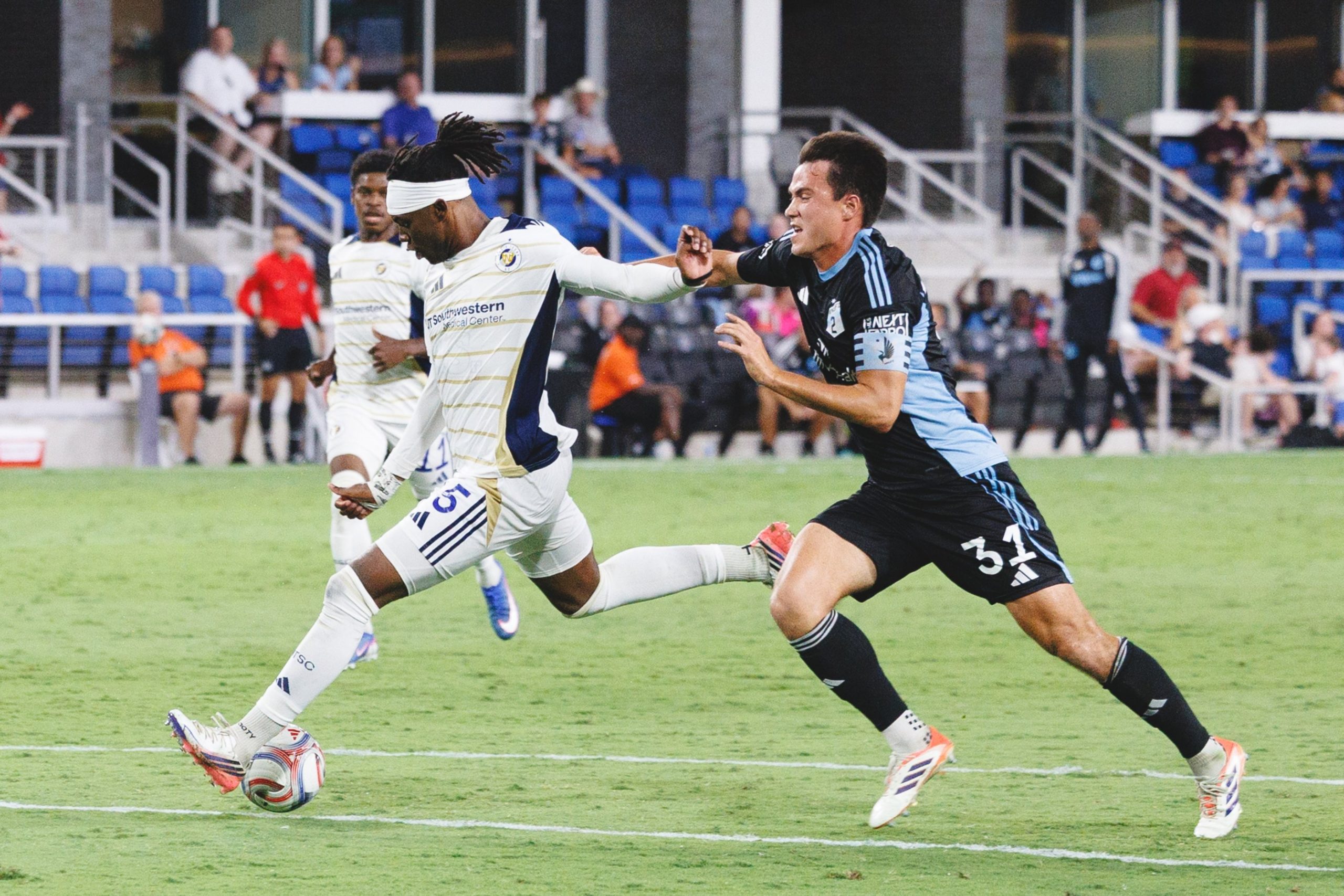 Ricky Louis (15) pulls the trigger. North Texas SC vs Minnesota United FC 2, August 22, 2026. (Cort Letcher, 3rd Degree)