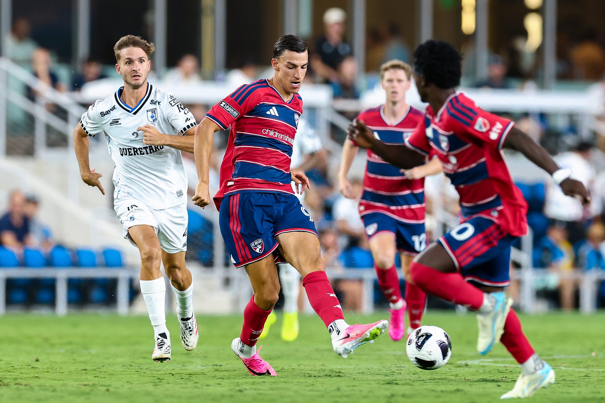Petar Musa (9) plays an entry pass against Querétaro FC in Leagues Cup Game One, August 5, 2026. (Matt Visinsky, 3rd Degree)