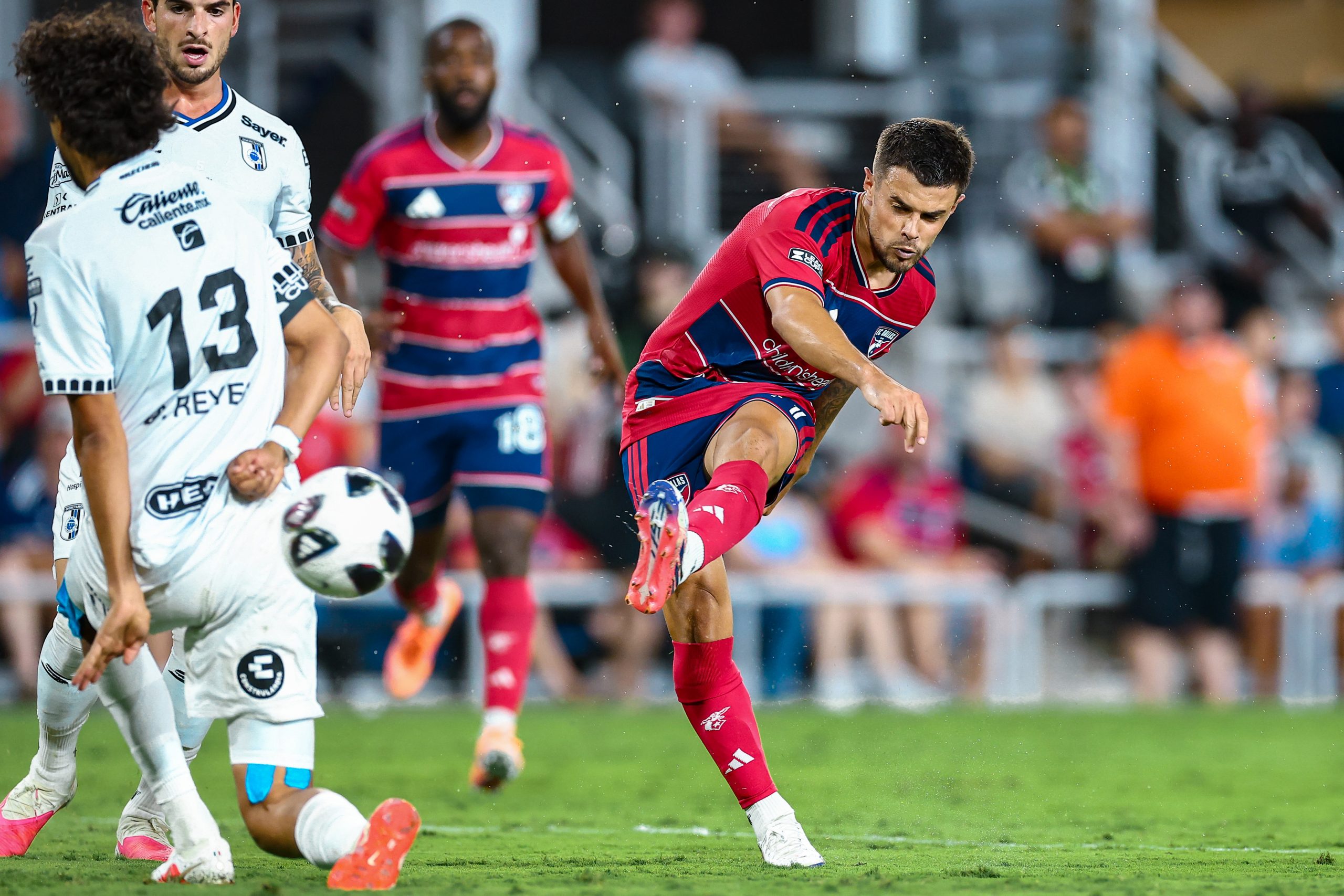 Joaquín Valiente (21) shoots (and scores!!) against Querétaro FC in Leagues Cup Game One, August 5, 2026. (Matt Visinsky, 3rd Degree)