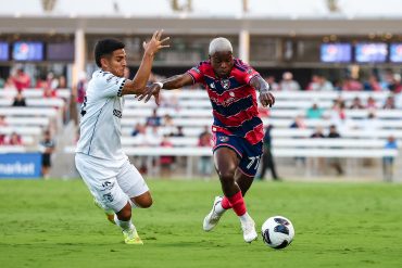 Bernie Kamungo (77) attacks the defense against Querétaro FC in Leagues Cup Game One, August 5, 2026. (Matt Visinsky, 3rd Degree)