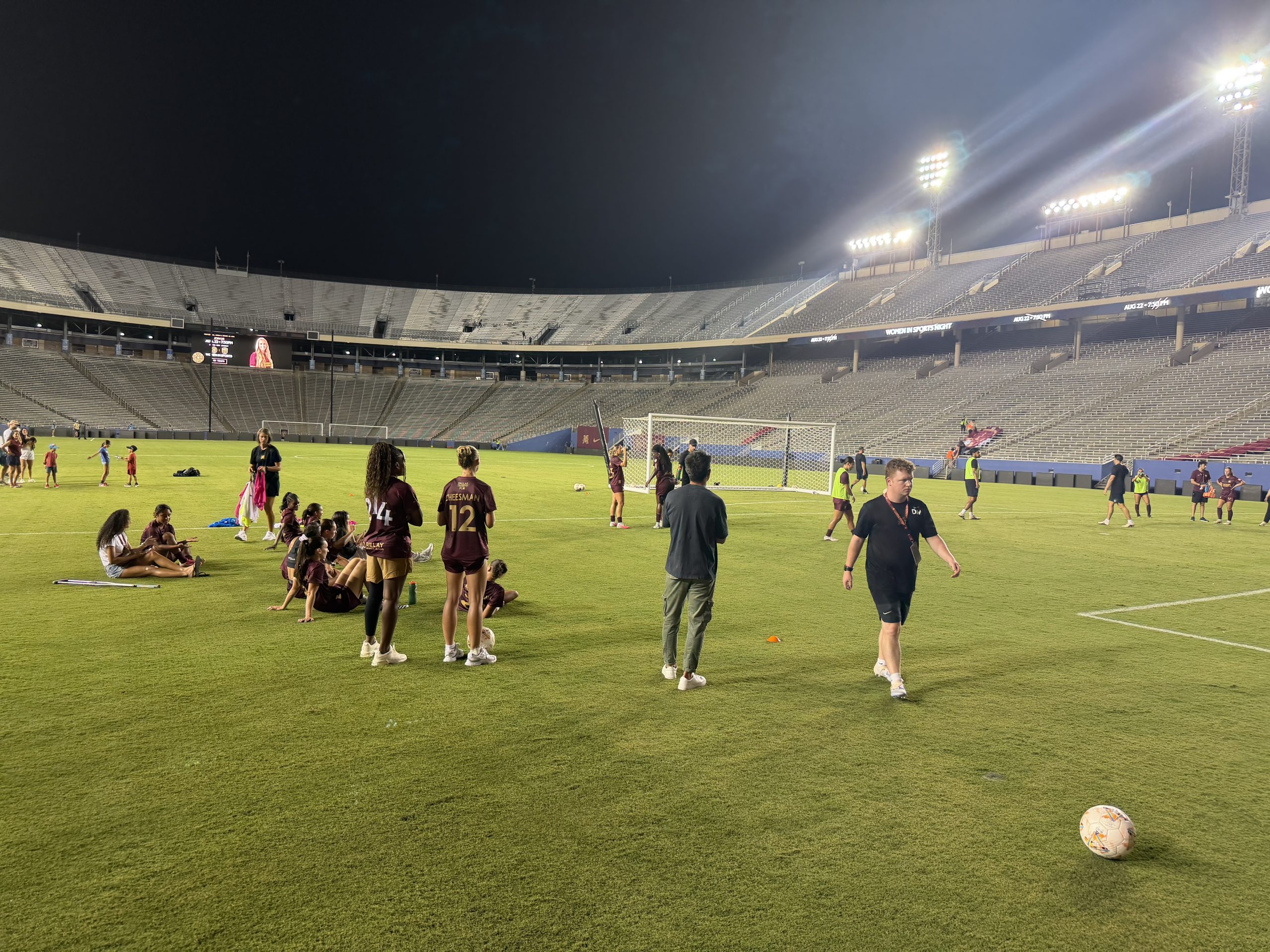 Postgame interviews were held on the field at Cotton Bowl Stadium (Photo: Dennis McGowan, 3rd Degree)
