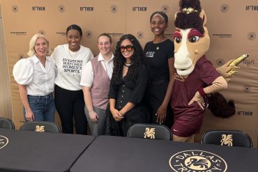 Women in Sports night panel along with DTFC mascot Boots, Cotton Bowl Stadium (Photo: Dennis McGowan, 3rd Degree)
