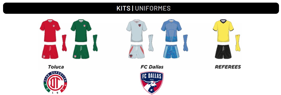 Leagues Cup kit assignments for FC Dallas at Toluca, August 12, 2026. (Courtesy Leagues Cup)