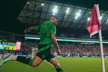 Besard Šabović takes a corner against FC Dallas, Sept 19, 2026. (Courtesy Austin FC)