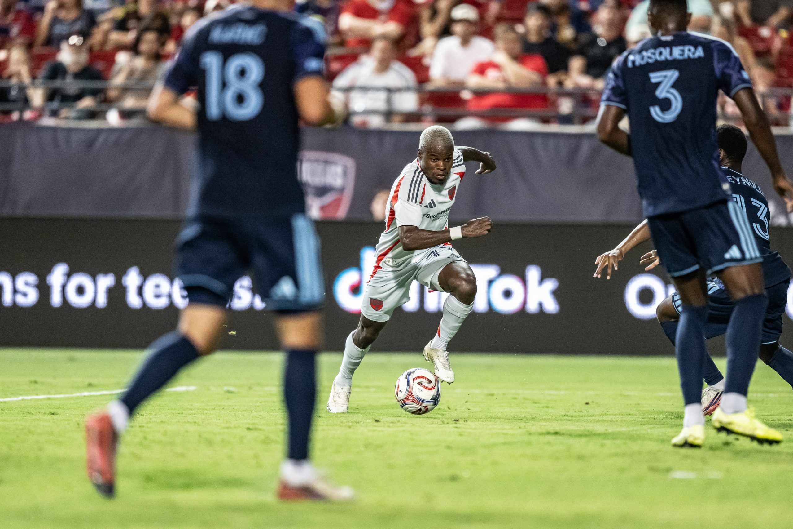 Bernie Kamungo (77) cuts into the box against Sporting KC, September 5, 2026. (Mike Brooks, 3rd Degree)